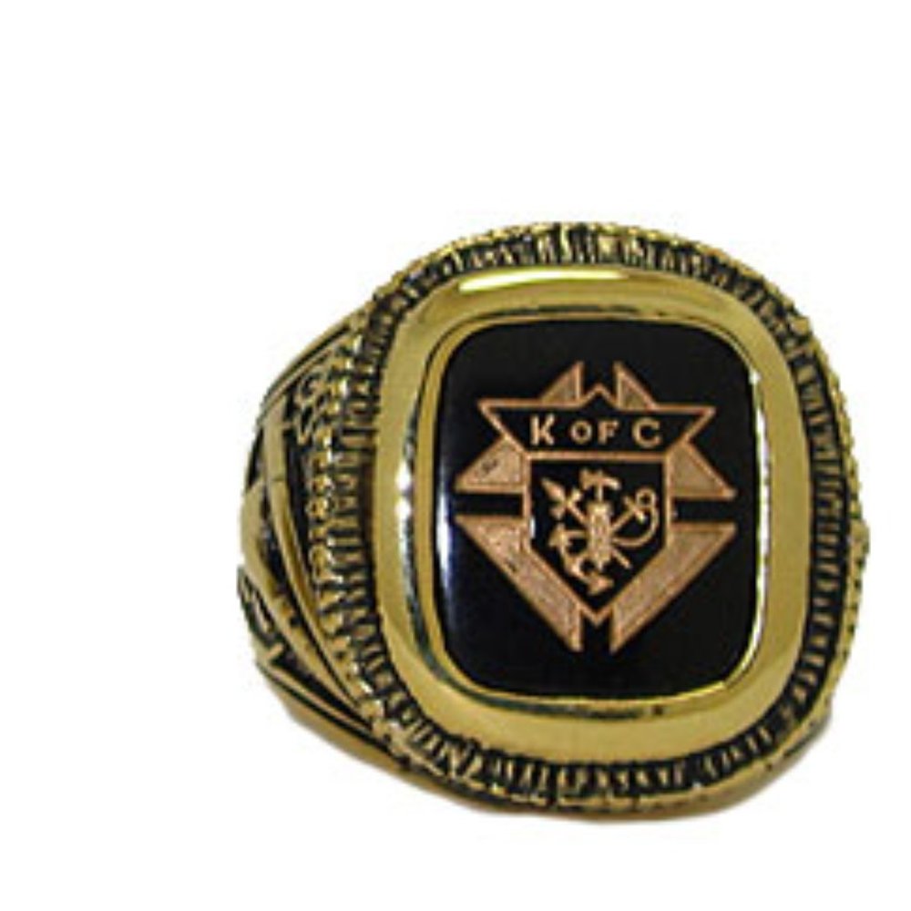 Knights of Columbus Ring Gold Black 14 kt Size 13 18kt gold plate NWT